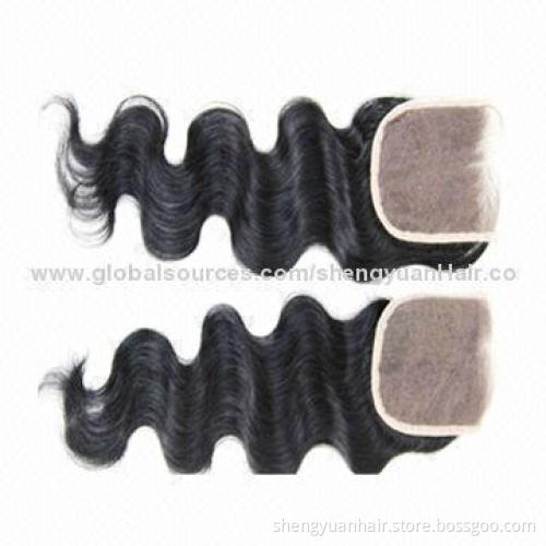 Factory Price 3.5x4" Brazilian Hair Lace Top Closure, 4 Various Styles Available, Bleached Knots